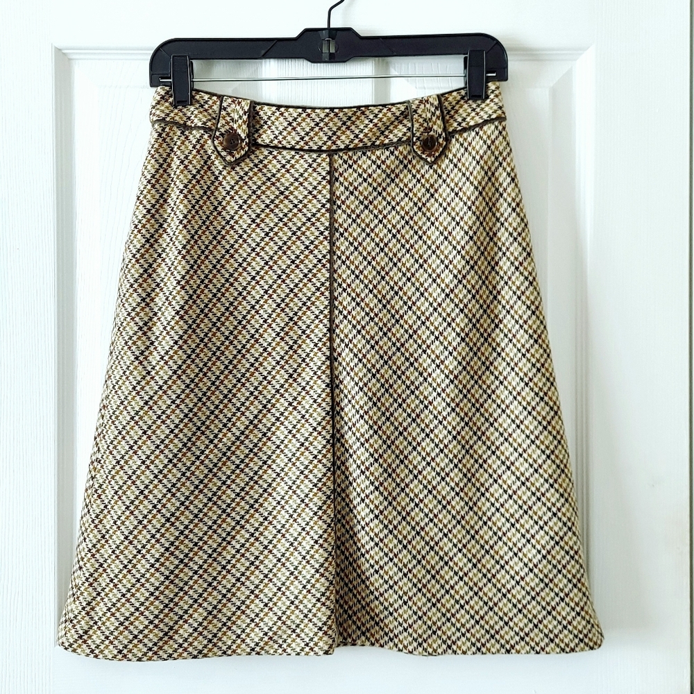 100% Virgin Wool Tweed A-Line Skirt